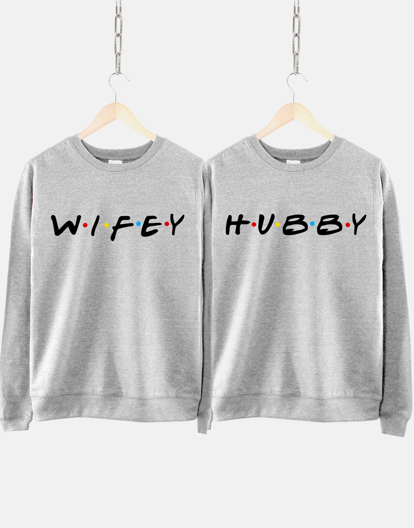 Hubby And Wifey Sweatshirts - Matching His And Hers Sweatshirts - Mr & Mrs Best Friends Sweatshirt Set