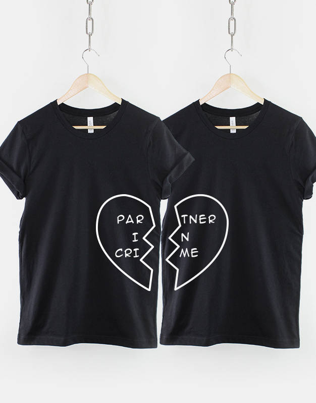 Best Friend Shirts - Best Friend Shirt - Best Friend Gift - Best Friends tshirts - 2 x Partner In Crime Heart T-Shirt - Twin Pack