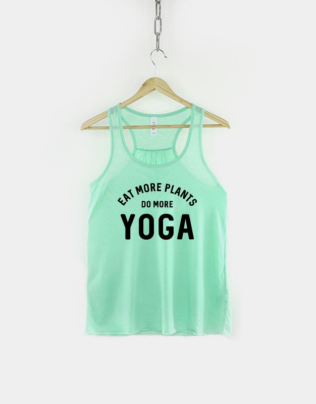 Yoga Tank Top - Eat More Plants Do More Yoga Girls Fitness Workout Racer Back Vest