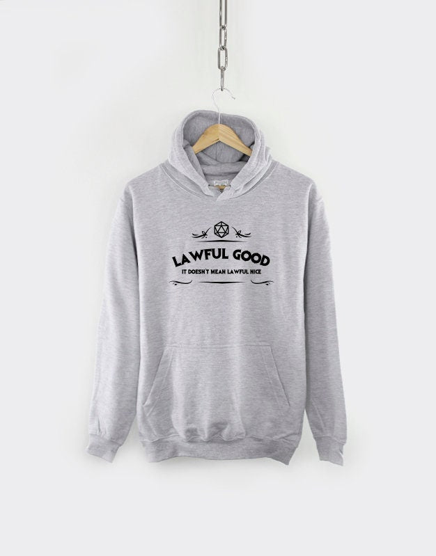 DnD Dungeons And Dragons Inspired Hoodie - Lawful Good Alignment - RPG Gamer Themed Gift