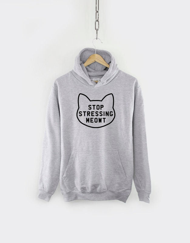 Kids Stop Stressing Meowt Cat Hoodie - Childrens Cats Sweatshirt Hoody