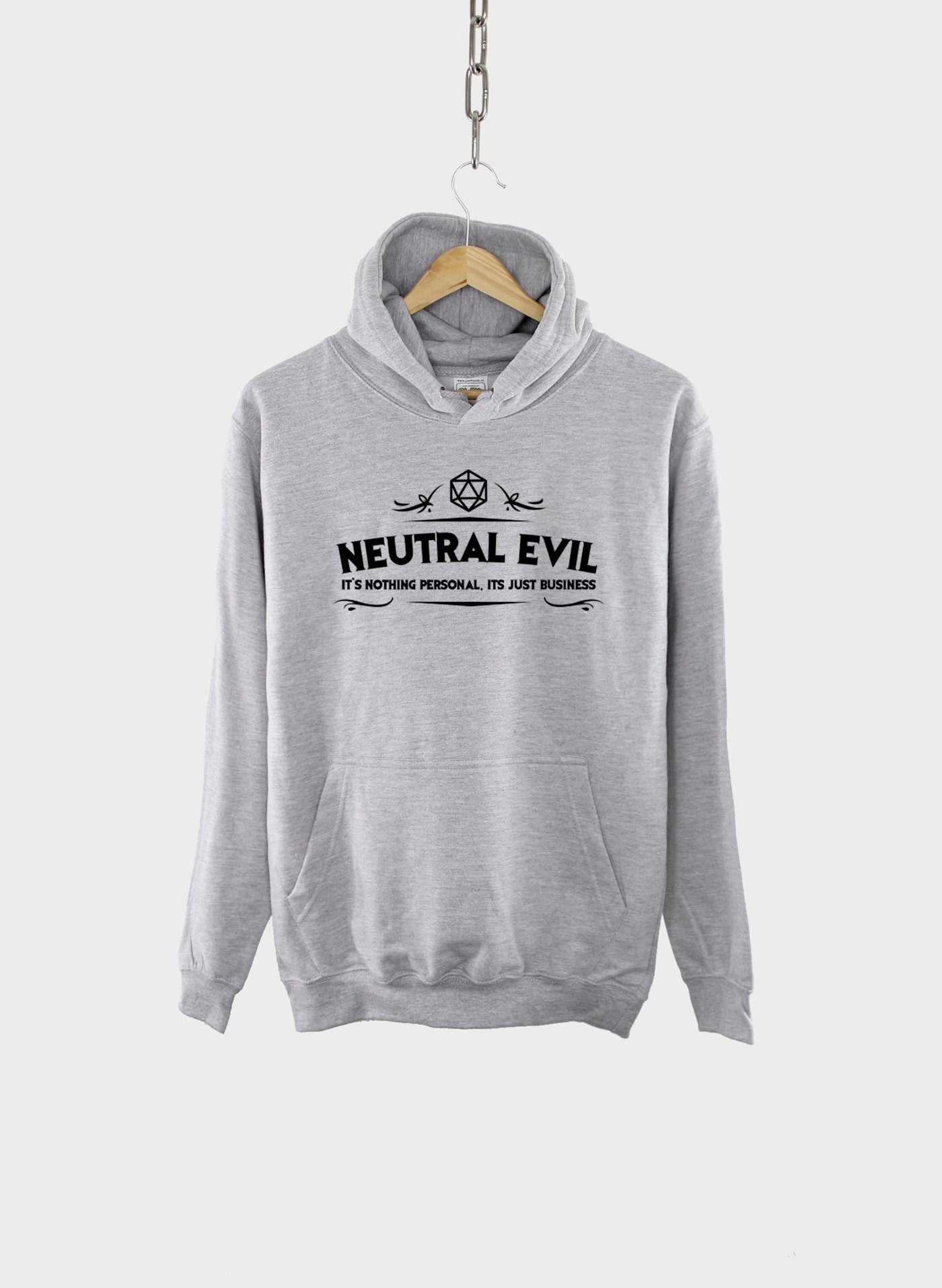 DnD Dungeons And Dragons Inspired Hoodie - Neutral Evil Alignment - RPG Gamer Themed Gift