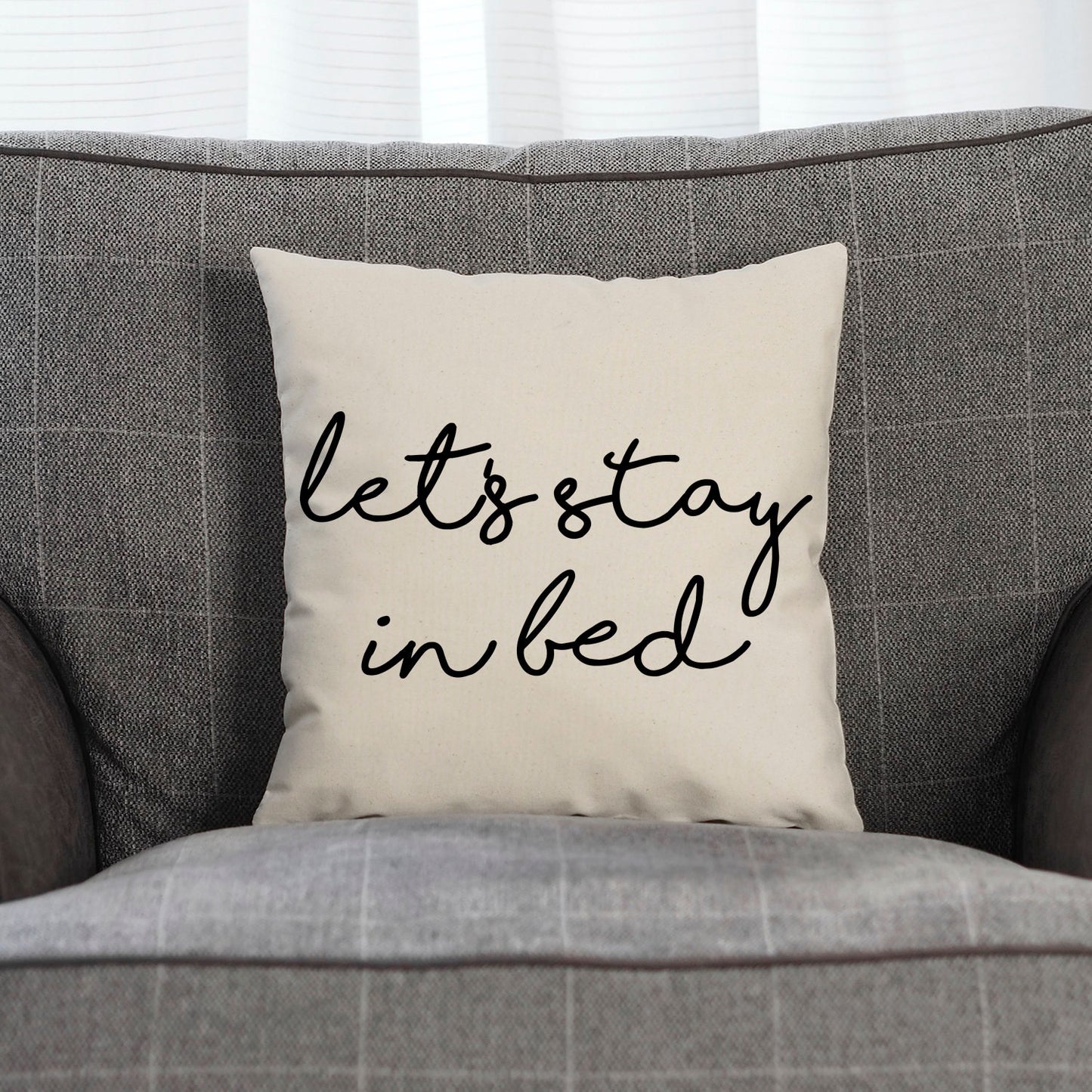 Let's Stay In Bed Pillow - Best Friends Housewarming Gift - Lazy Binge Watching Boxsets Television Cushion