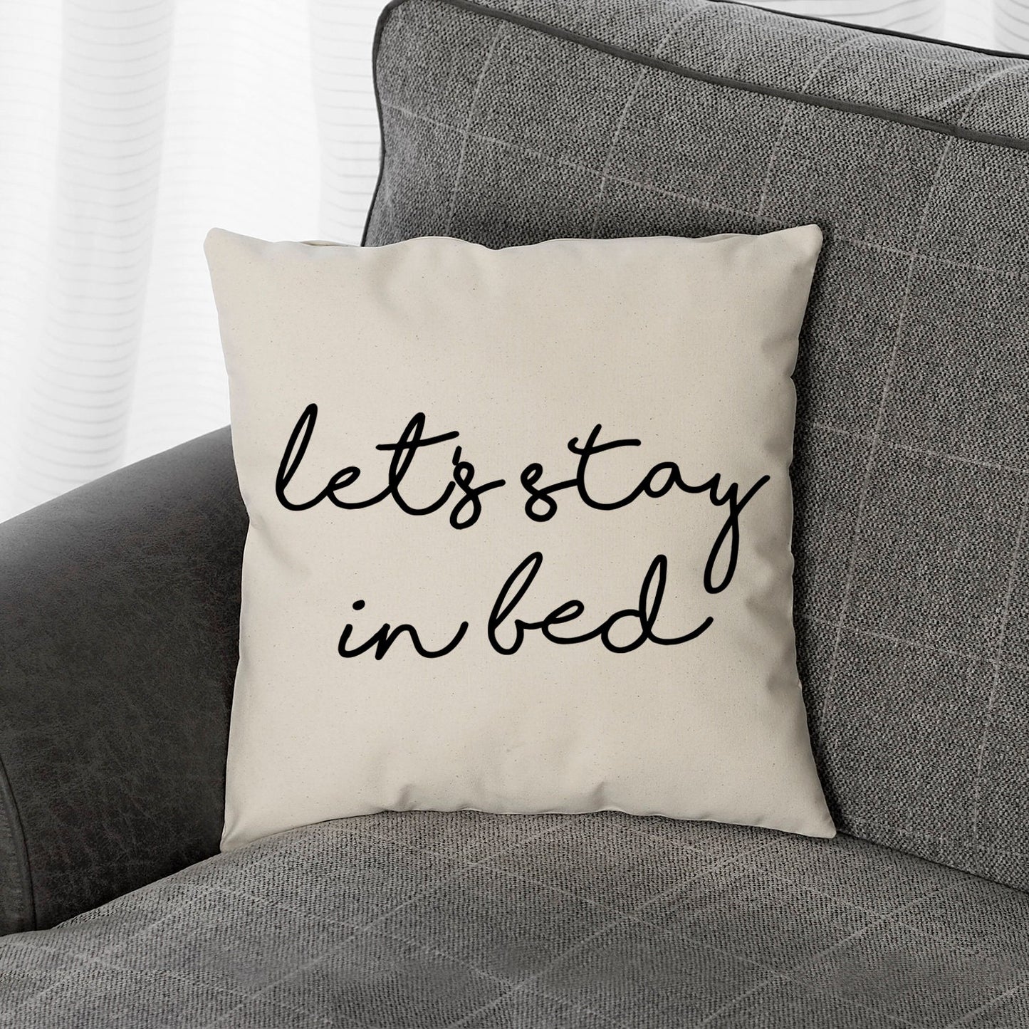 Let's Stay In Bed Pillow - Best Friends Housewarming Gift - Lazy Binge Watching Boxsets Television Cushion