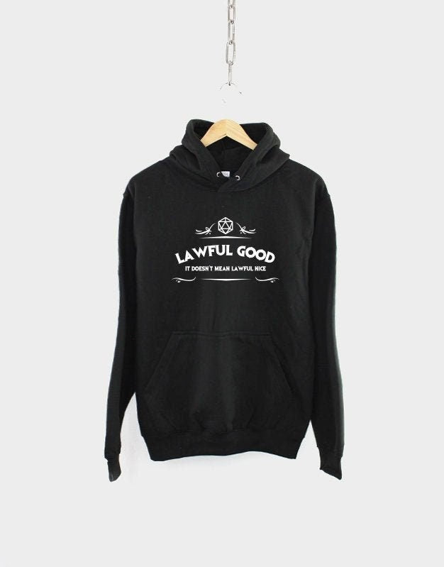 DnD Dungeons And Dragons Inspired Hoodie - Lawful Good Alignment - RPG Gamer Themed Gift