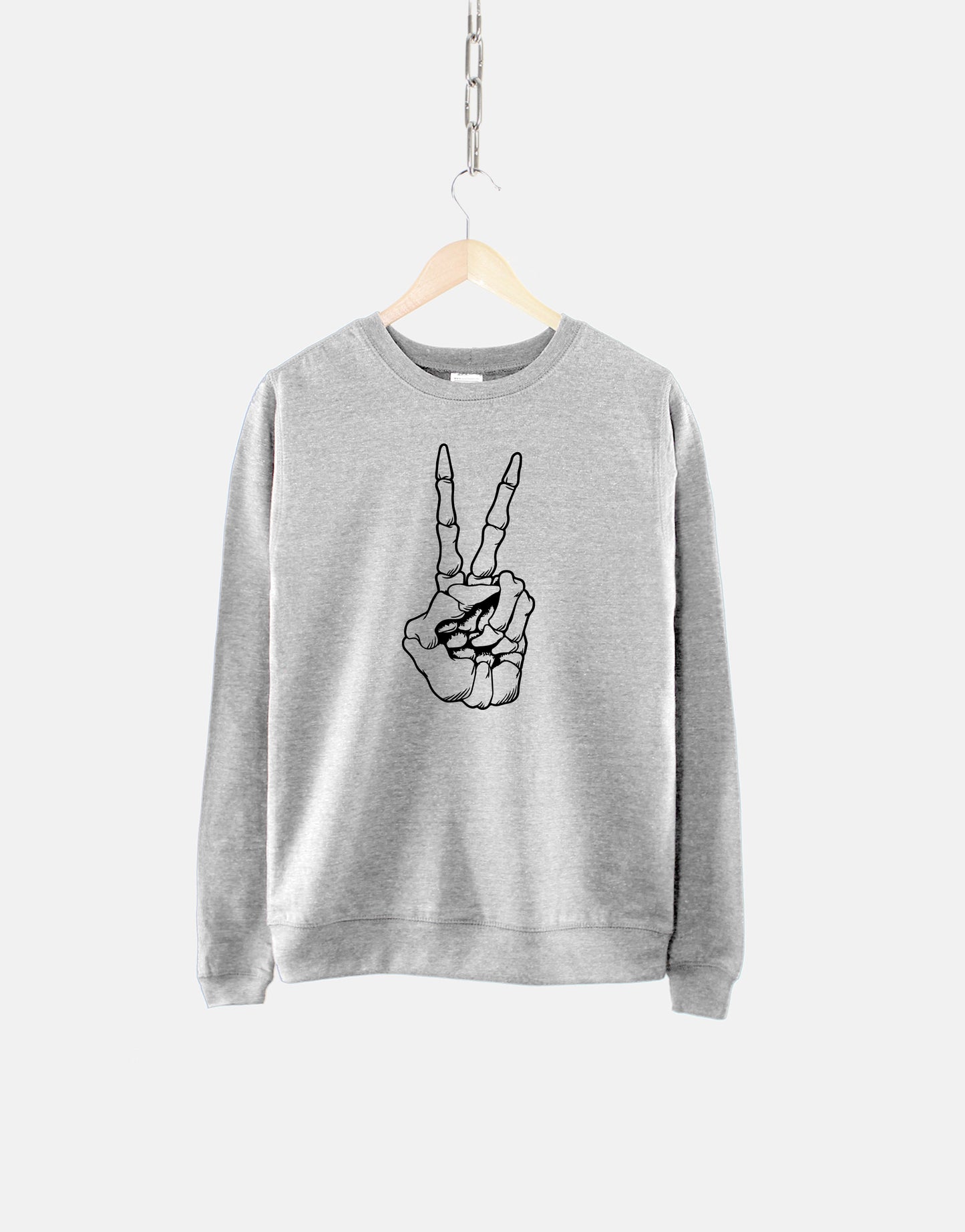 Skeleton Hand Peace Sign Sweatshirt - Goth Clothing - Grunge Rock Gothic Emo Sweater