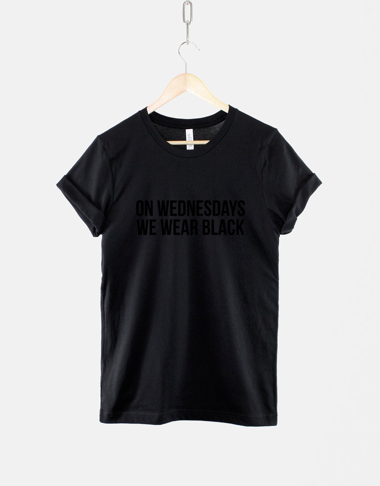 On Wednesdays We Wear Black Goth T-Shirt - Gothic Black Fashion Slogan T Shirt