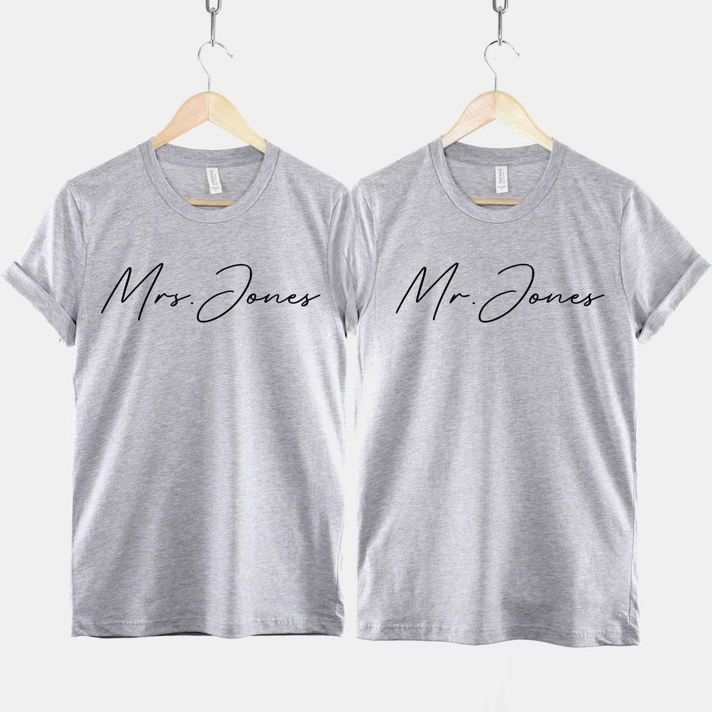 Personalized Mr and Mrs Shirts - Personalised Honeymoon Shirts - Custom Name Wedding T-Shirts