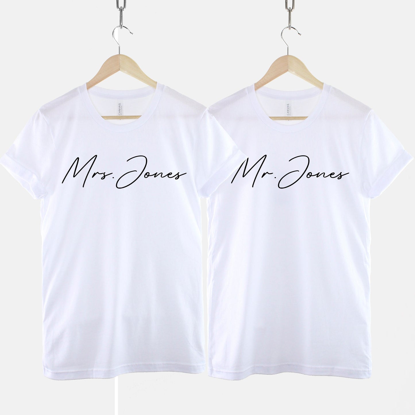 Personalized Mr and Mrs Shirts - Personalised Honeymoon Shirts - Custom Name Wedding T-Shirts