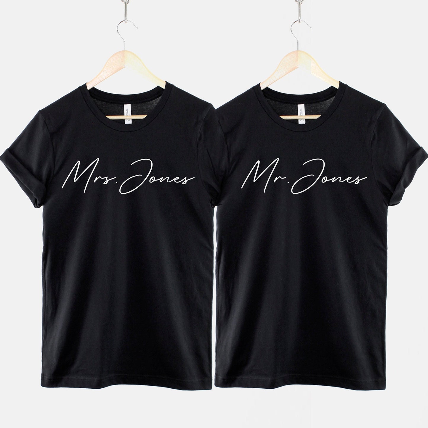 Personalized Mr and Mrs Shirts - Personalised Honeymoon Shirts - Custom Name Wedding T-Shirts