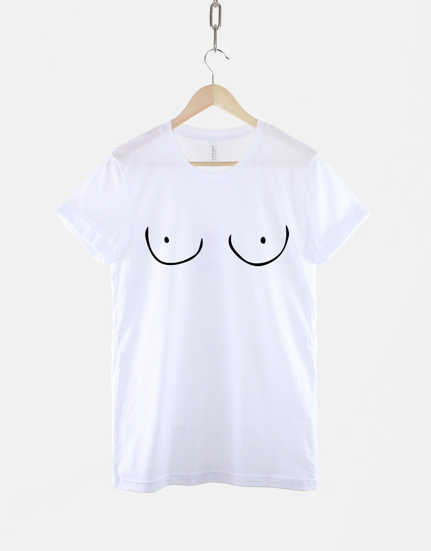 Boobs T-Shirt - Womens Fun Boobies Shirt - Boob TShirt - Cartoon Hand Drawn Titties Shirt - Breasts T-Shirt Print