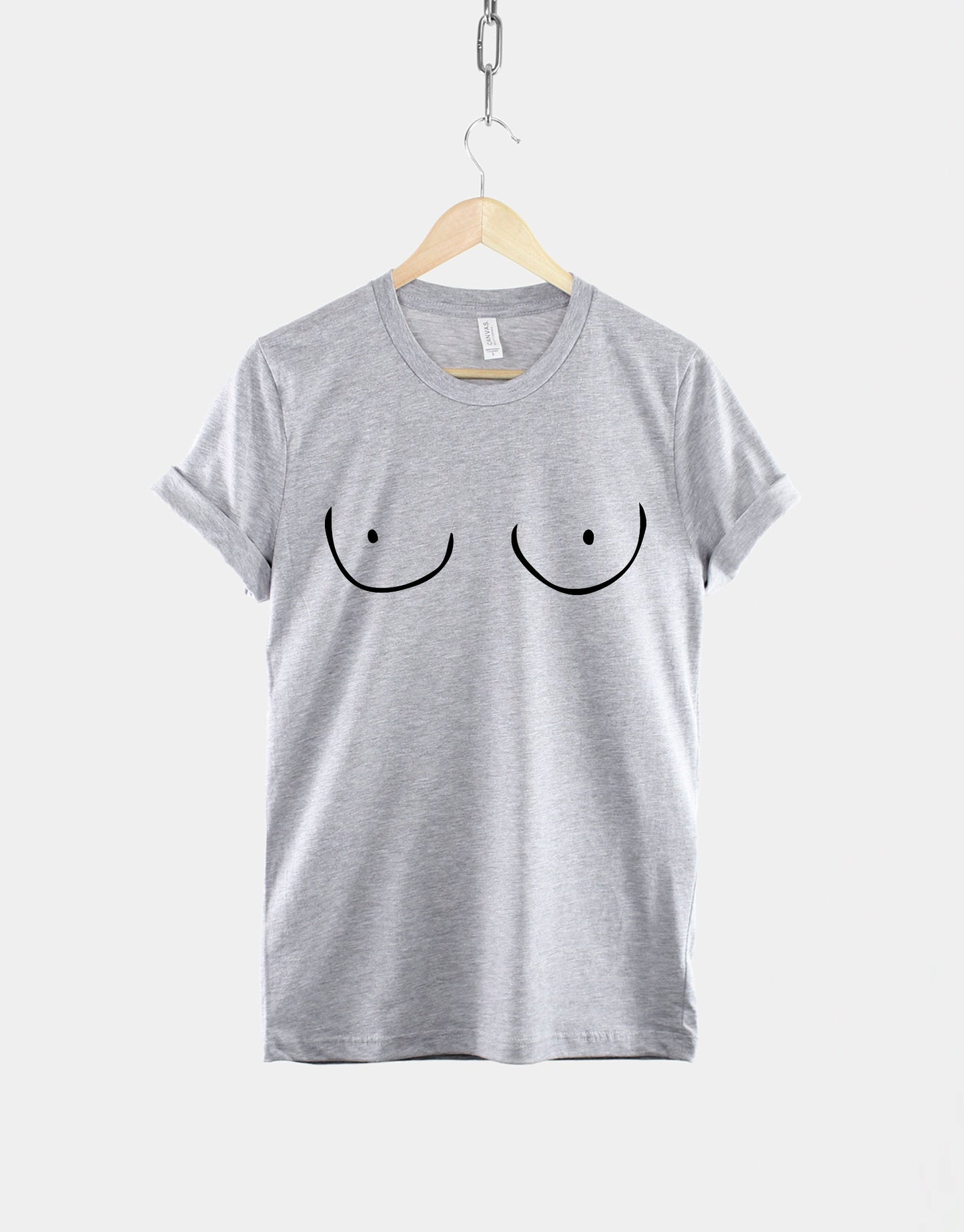 Boobs T-Shirt - Womens Fun Boobies Shirt - Boob TShirt - Cartoon Hand Drawn Titties Shirt - Breasts T-Shirt Print