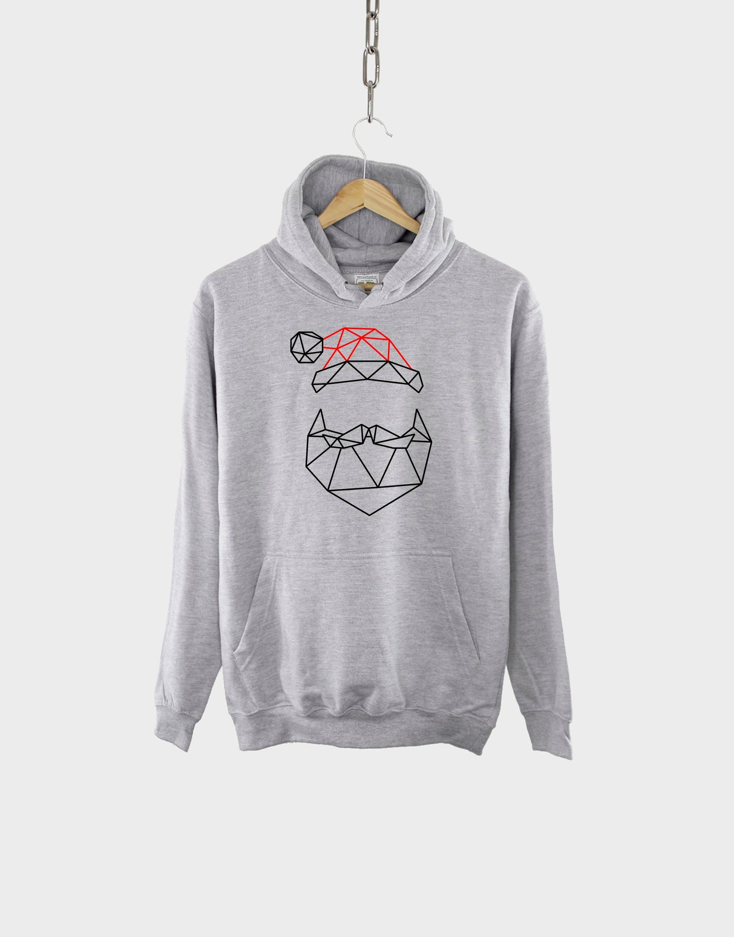 Geometric Santa Hoodie - Christmas Santa Claus Hoody - Father Christmas Festive Hoodie