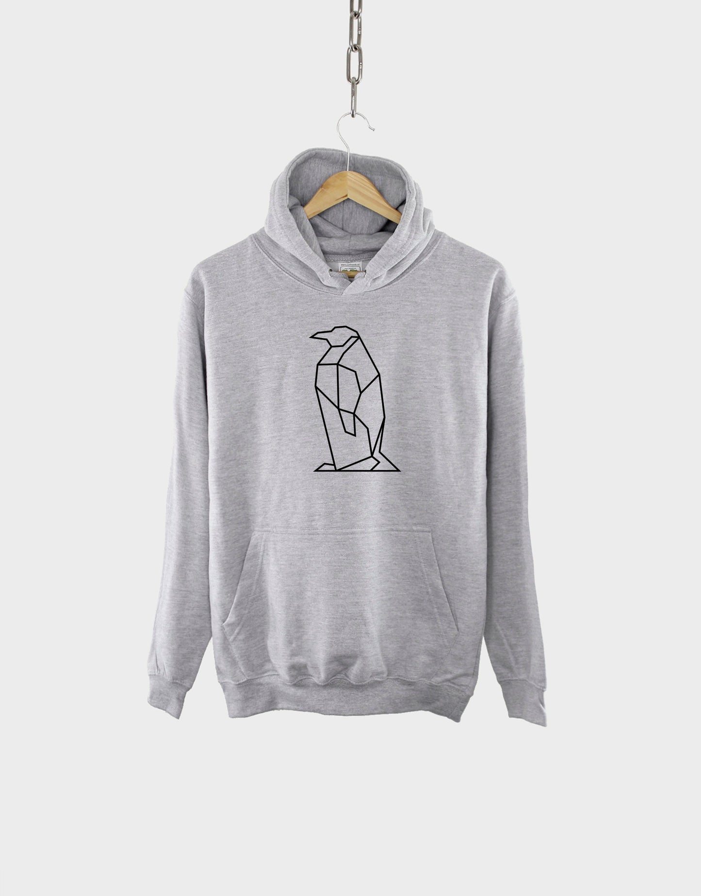 Geometric Penguin Hoodie - Minimal Womens Penguin Hoody - Penguin Print Hoodie