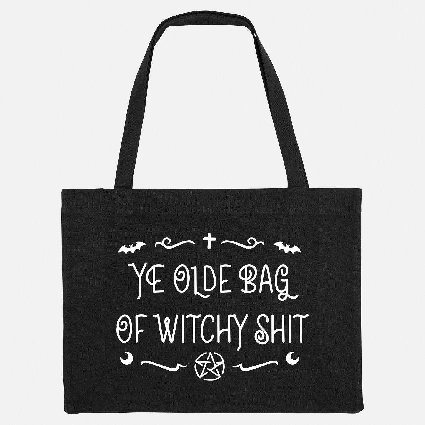 Goth Shopping Bag - Goth Tote Bag - Large Black Witch Tote Bag - Ye Olde Bag Of Witchy Stuff - Witch Canvas Bag - Witchcraft Bag