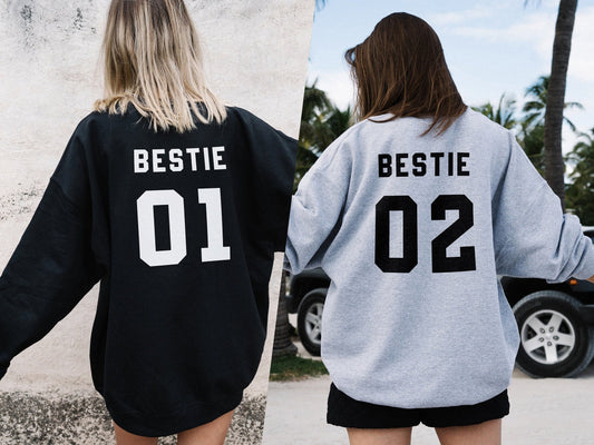 Personalized Best Friends Sweatshirt - Bestie 01 Bestie 02 Sweatshirt - Matching Bestie Sweatshirts - Bestie Shirt - Best Friend Sweatshirt