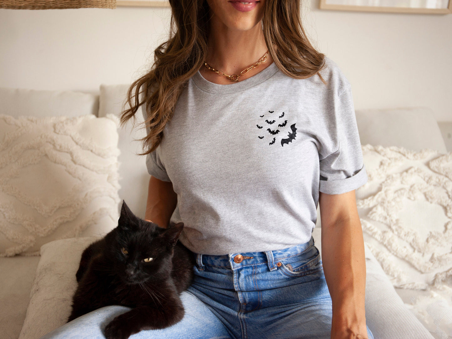 Punk Girl T-Shirt - Bat Print Shirt - Halloween Bat Shirt - Punk T-Shirt - Horror T-Shirt - Heavy Metal Goth Aesthetic Tee - Goth Girl Shirt