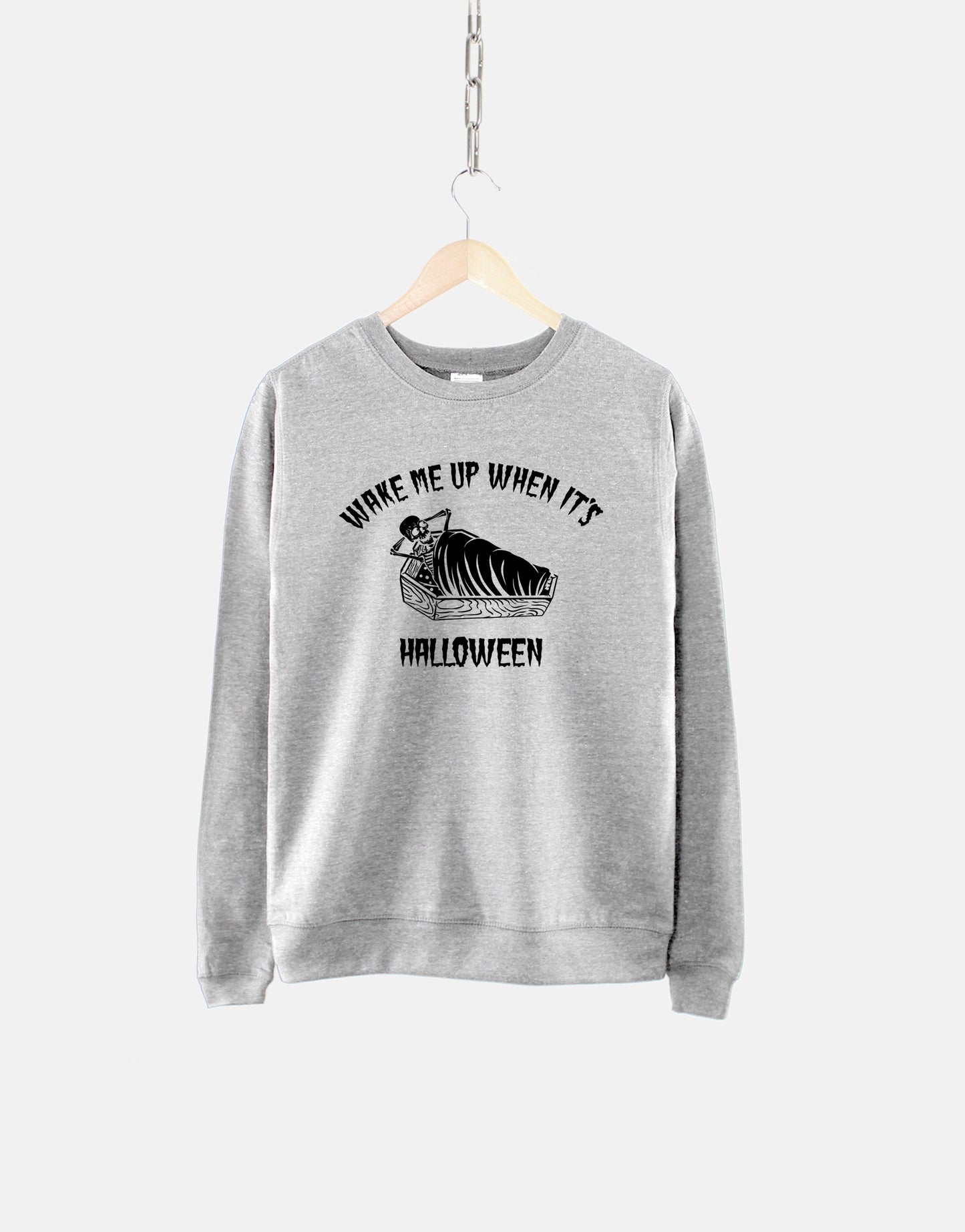 Halloween Sweater - Funny Halloween Sweatshirts - Unisex Halloween Sweatshirt For Halloween - Wake Me Up When It's Halloween Sweatshirt