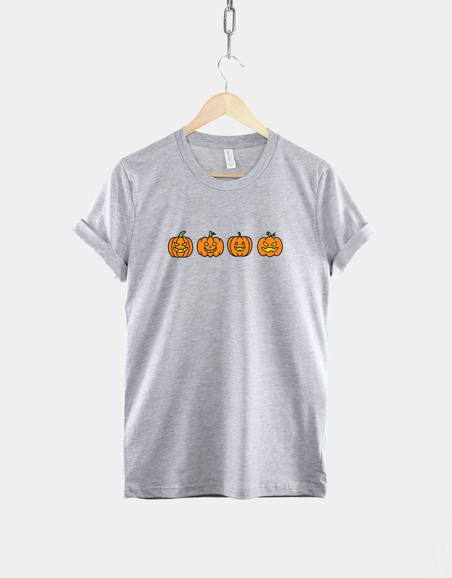 Halloween Pumpkin T-Shirt - Pumpkin Shirt - Pumpkin Crewneck T-Shirt - Halloween T-Shirt - T-Shirts For Fall - Row Of Pumpkins T-Shirt