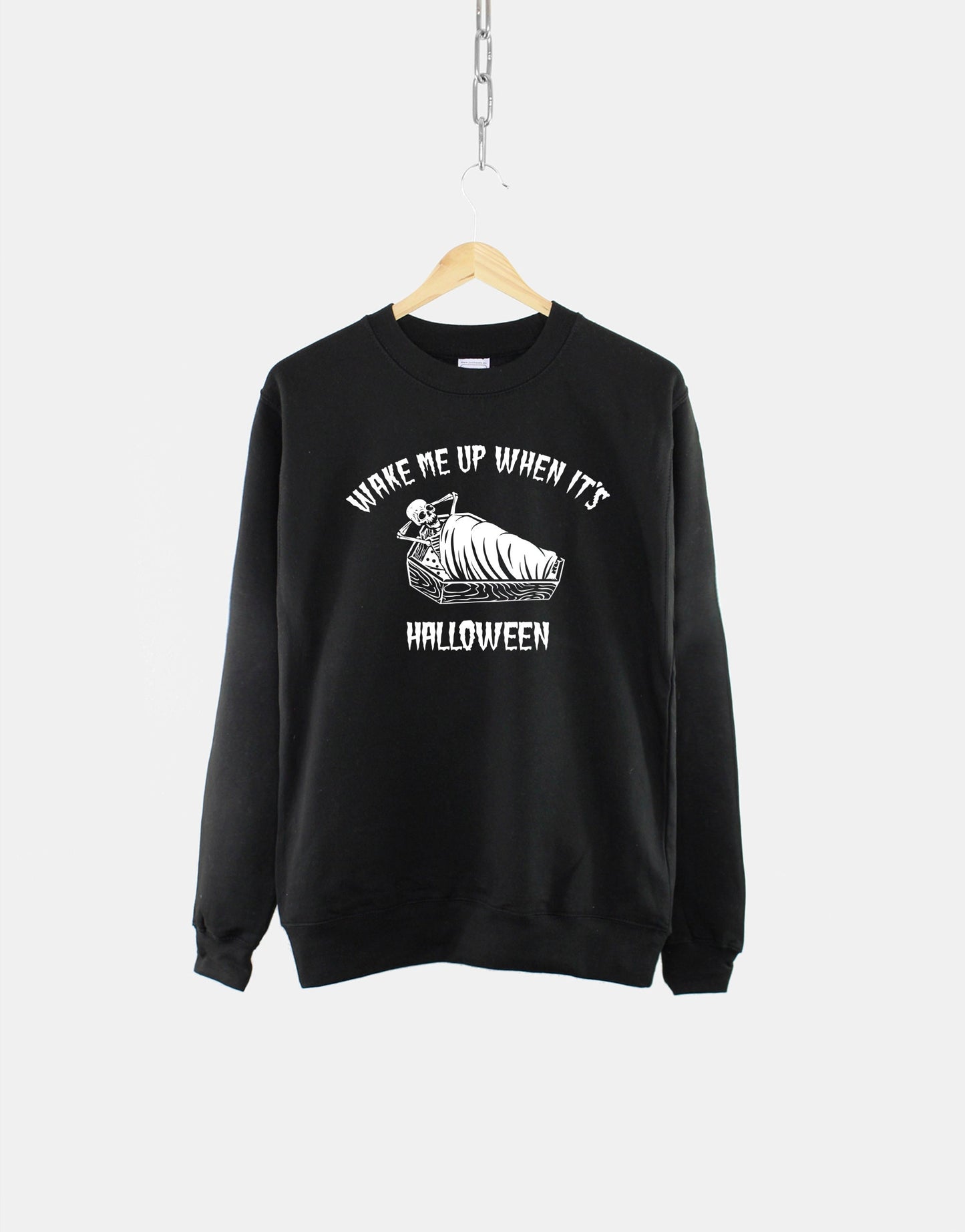 Halloween Sweater - Funny Halloween Sweatshirts - Unisex Halloween Sweatshirt For Halloween - Wake Me Up When It's Halloween Sweatshirt