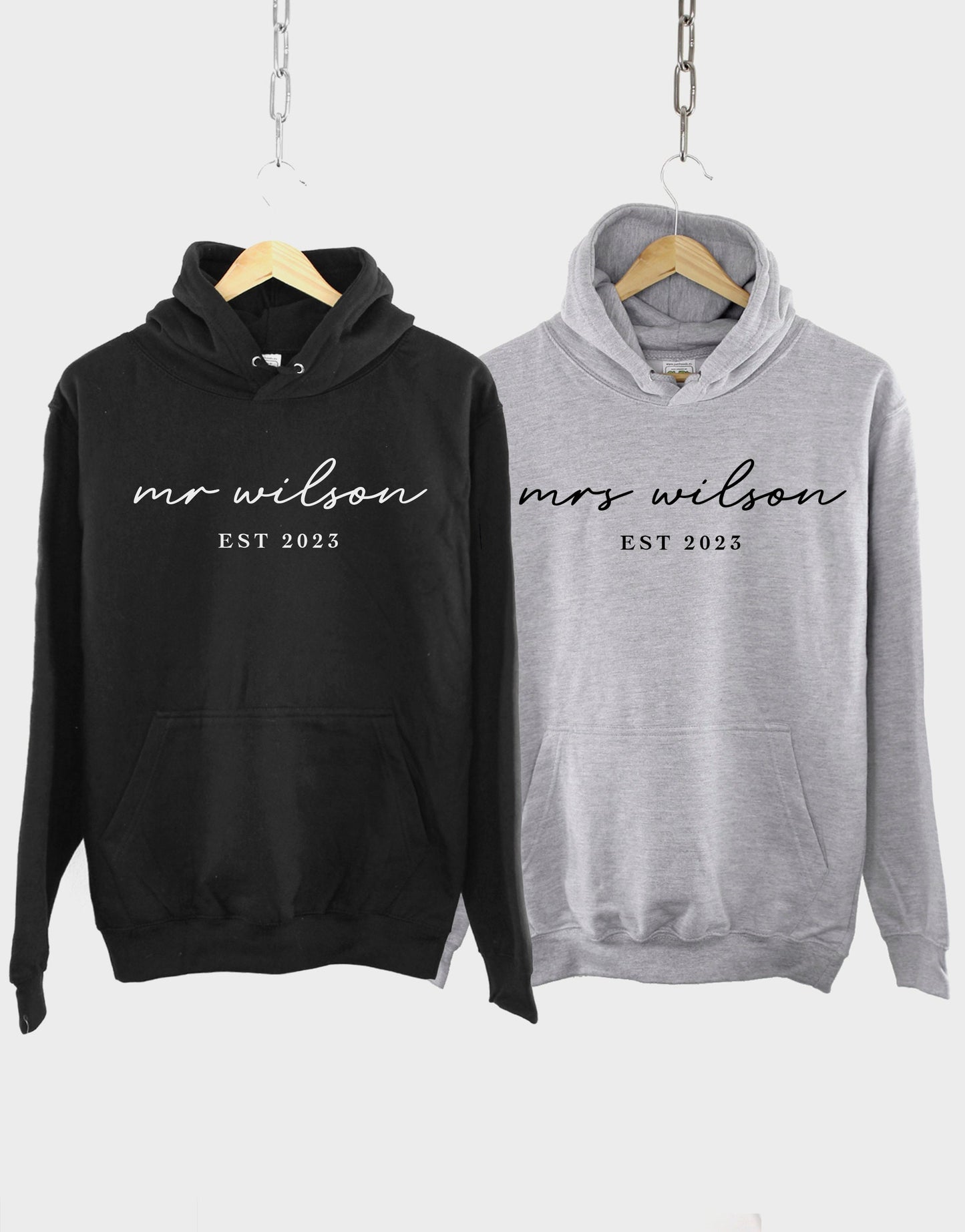 Personalized Mr And Mrs Hoodies - Mr And Mrs Matching Hoodies - Personalised Wedding Gifts - Matching Husband And Wife Hoodies