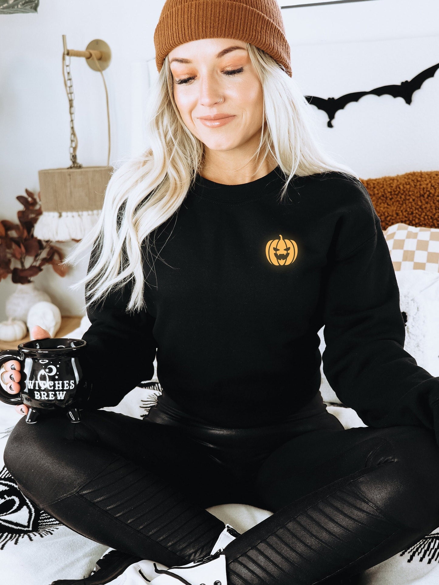 Glow In The Dark Pumpkin Sweatshirt - Glow In The Dark Halloween Sweatshirt - Cute Pumpkin Sweater - Halloween Pumpkin Sweatshirt