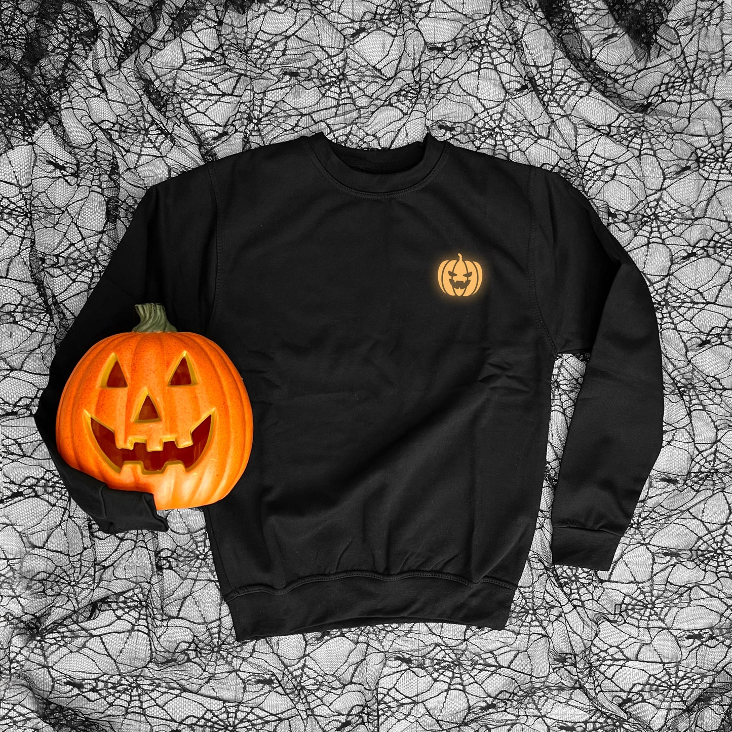 Glow In The Dark Pumpkin Sweatshirt - Glow In The Dark Halloween Sweatshirt - Cute Pumpkin Sweater - Halloween Pumpkin Sweatshirt