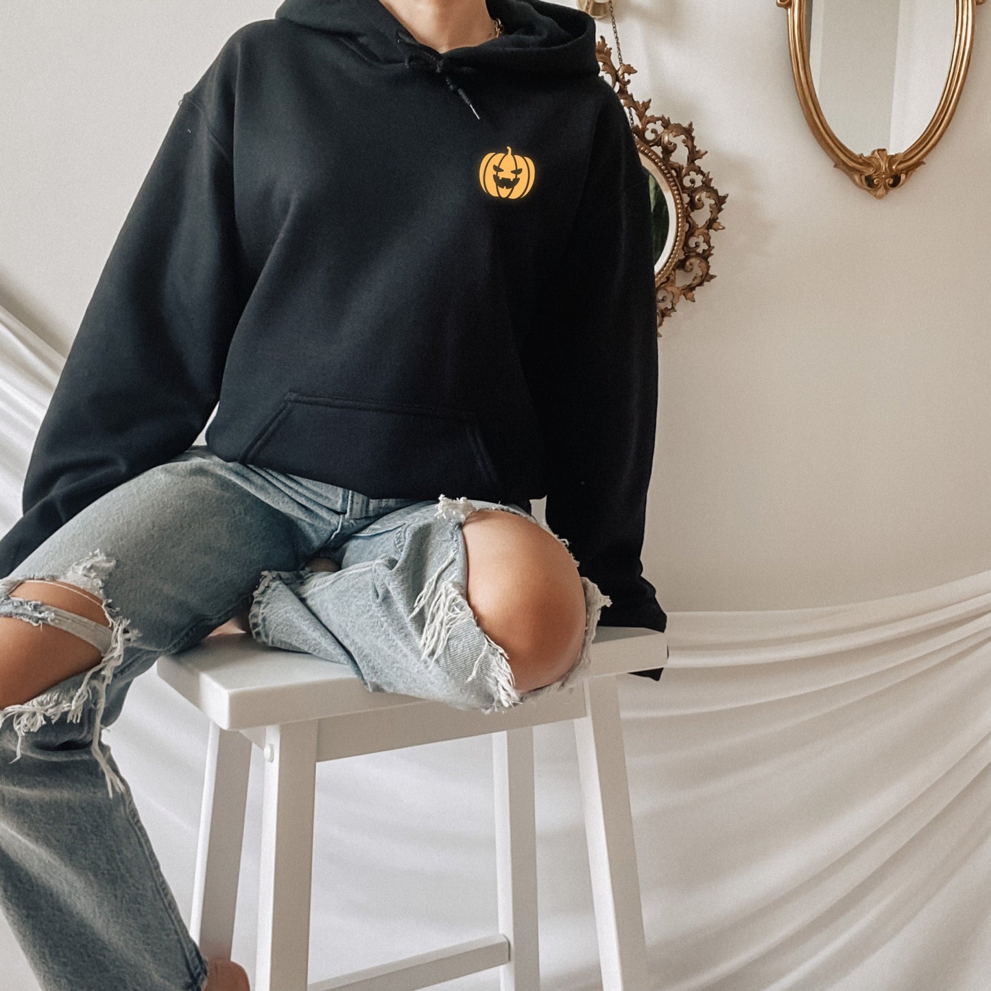 Pumpkin Hoodie - Glow In The Dark Halloween Hoodie - Cute Pumpkin Hoodie - Orange Pumpkin Hoody - Halloween Pumpkin Hoodie
