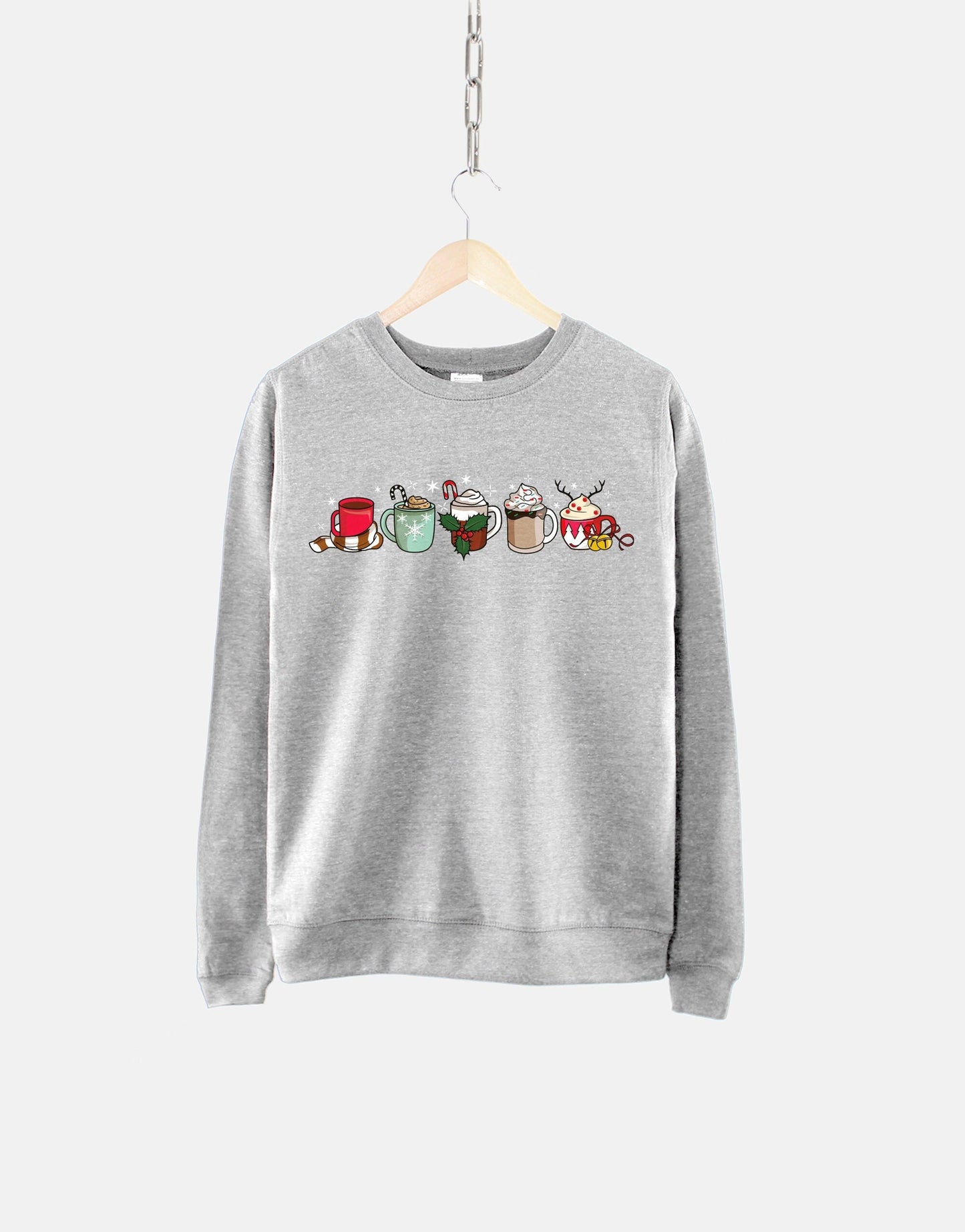 Christmas Coffee Sweatshirt - Christmas Coffees Sweater - Womens Festive Coffee Sweater - Christmas Coffee Print Sweatshirt