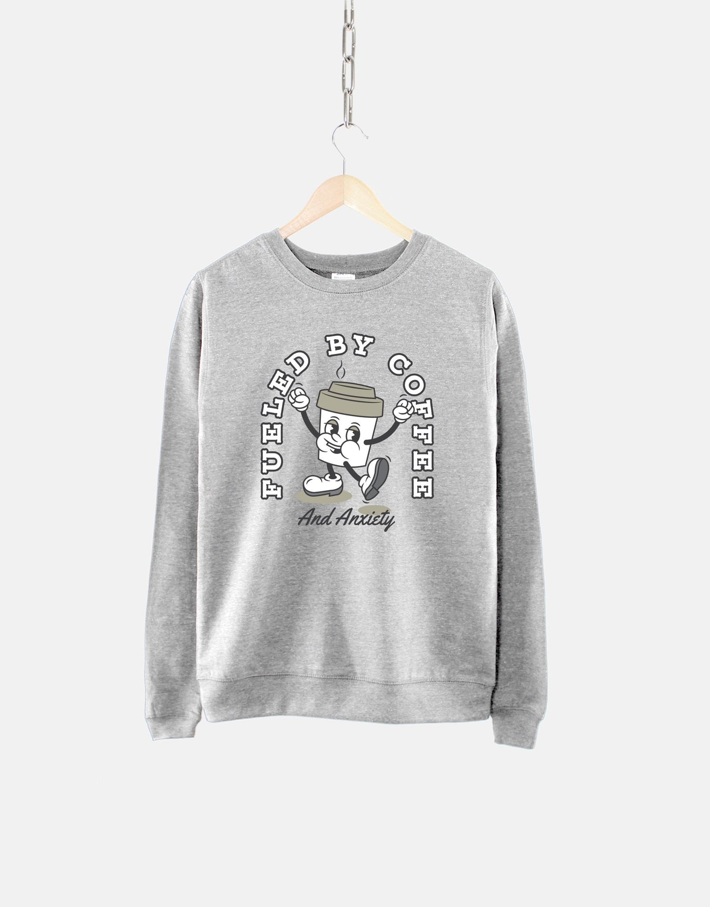 Fueled By Coffee And Anxiety Sweatshirt - Retro Iced Coffee Sweatshirt - Vintage Coffee Sweatshirt