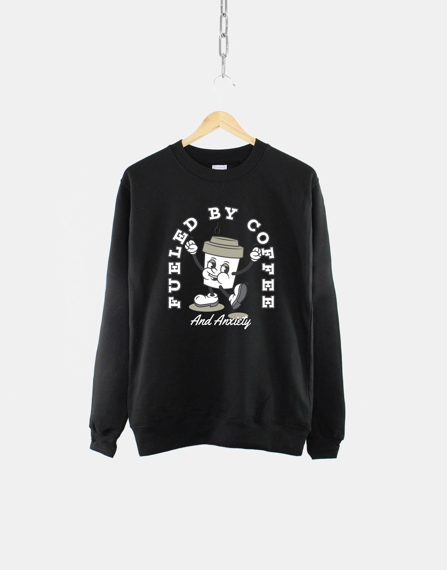 Fueled By Coffee And Anxiety Sweatshirt - Retro Iced Coffee Sweatshirt - Vintage Coffee Sweatshirt