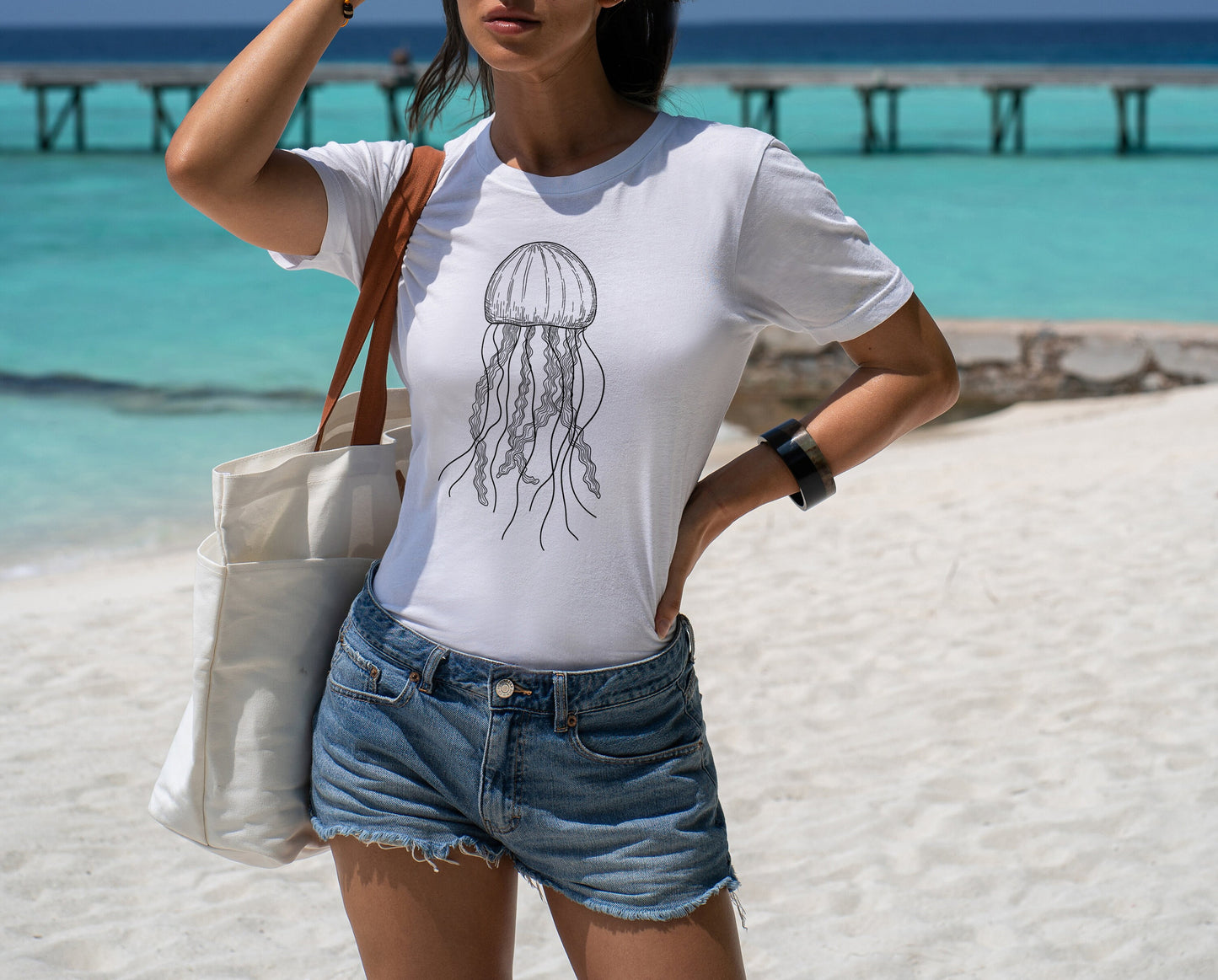 Jellyfish T-Shirt - Seaside Nautical Shirt - Beach T-Shirt - Summer T-Shirt - Marine Print TShirt