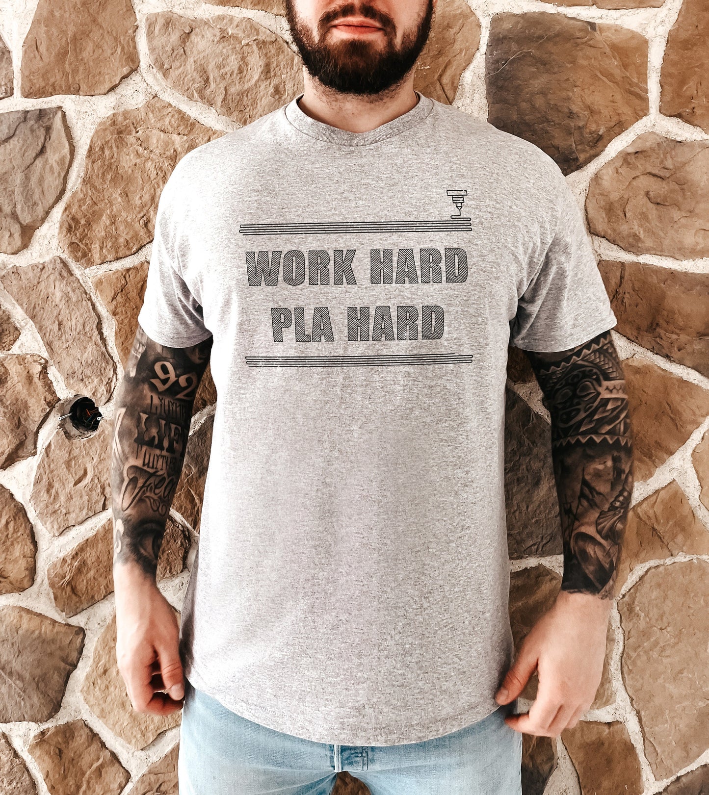 3D Printing T-Shirt - Work Hard PLA Hard 3D Printer Shirt - Funny 3D Printing Gift - 3D Printing Enthusiast - 3D Print Shirt