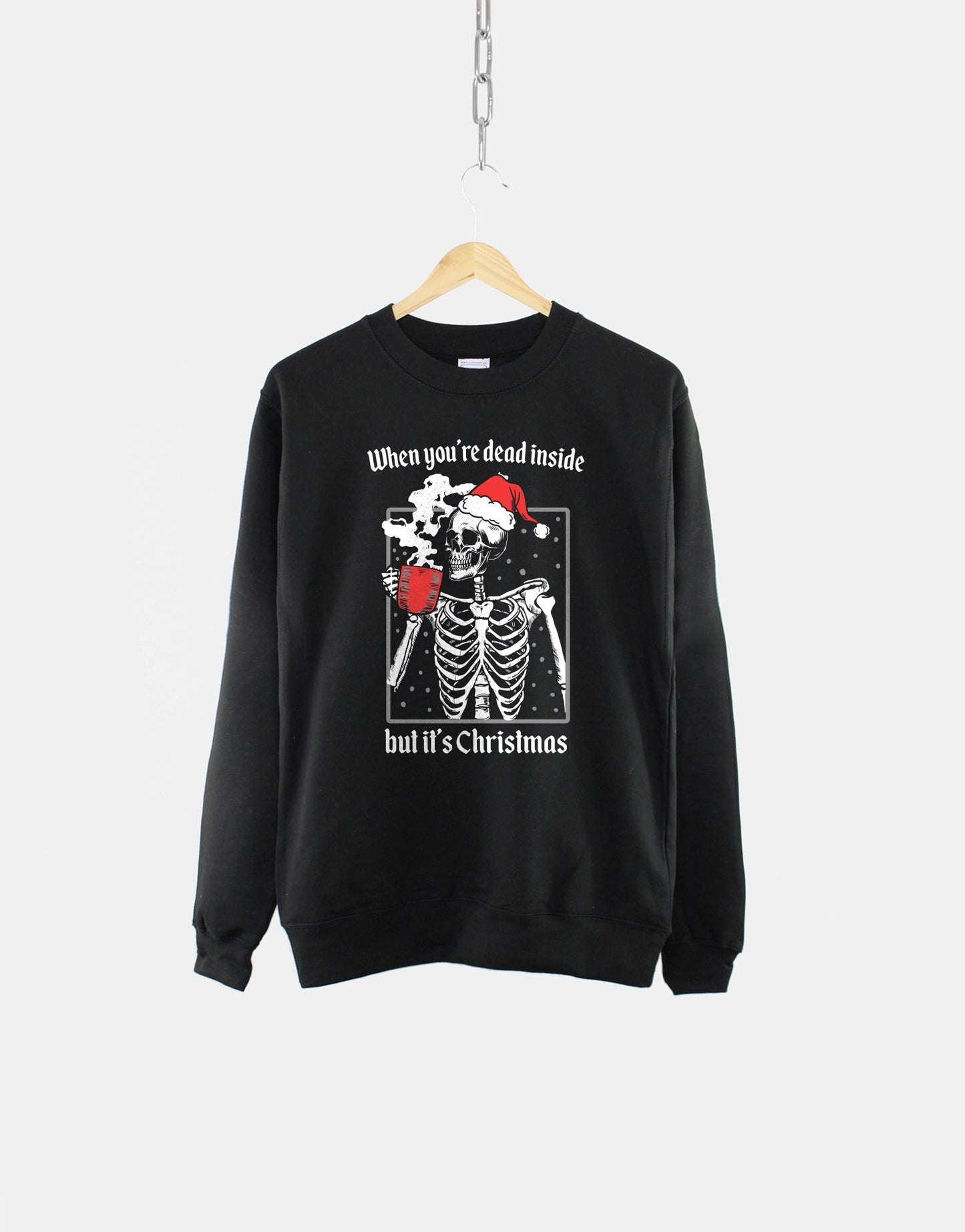 Christmas Coffee Sweatshirt - Goth Christmas Skeleton Sweater - Dead Inside Sweatshirt - But It's Christmas Sweatshirt