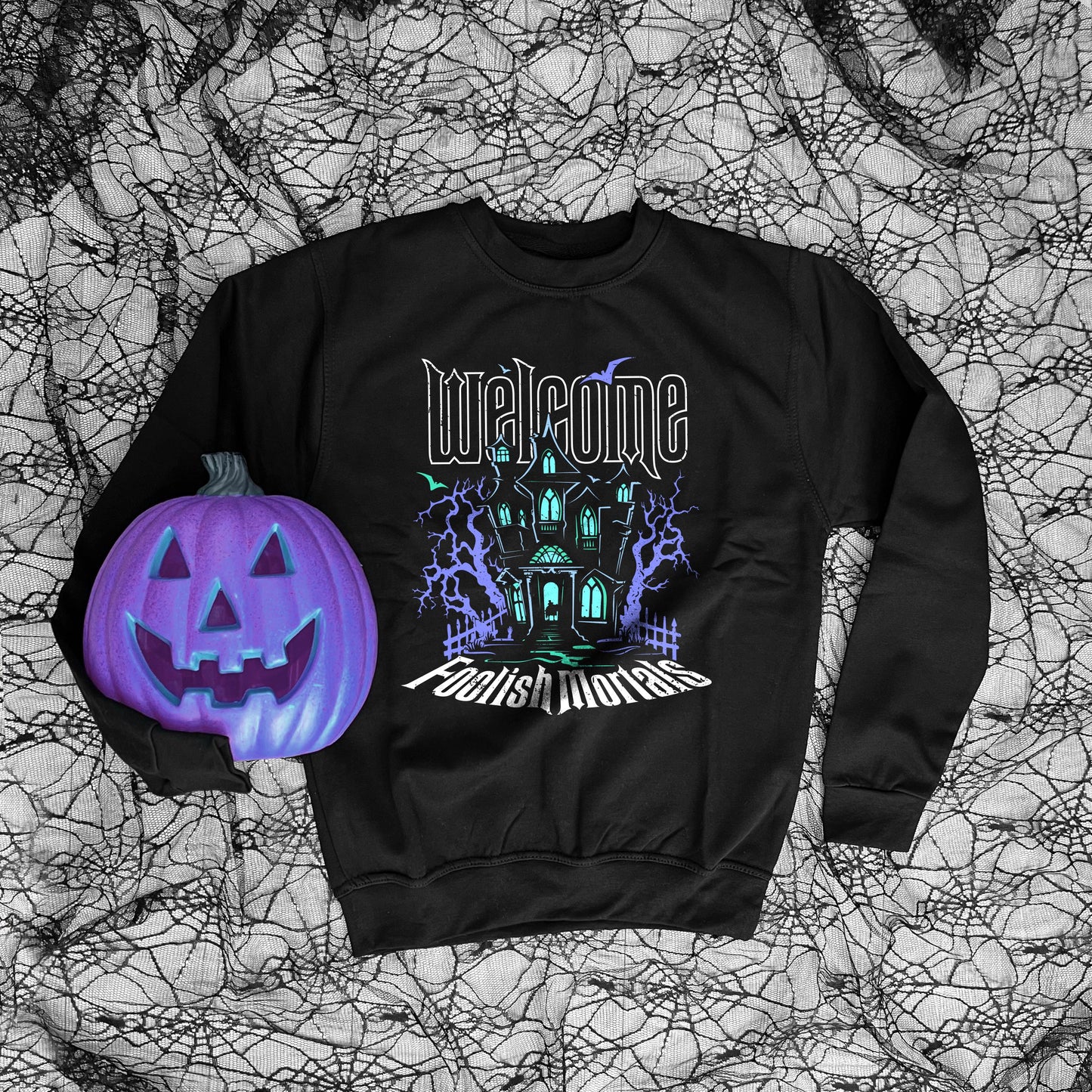 Haunted Mansion Sweatshirt – Cozy Fall Halloween Sweatshirt With Welcome Foolish Mortals Design