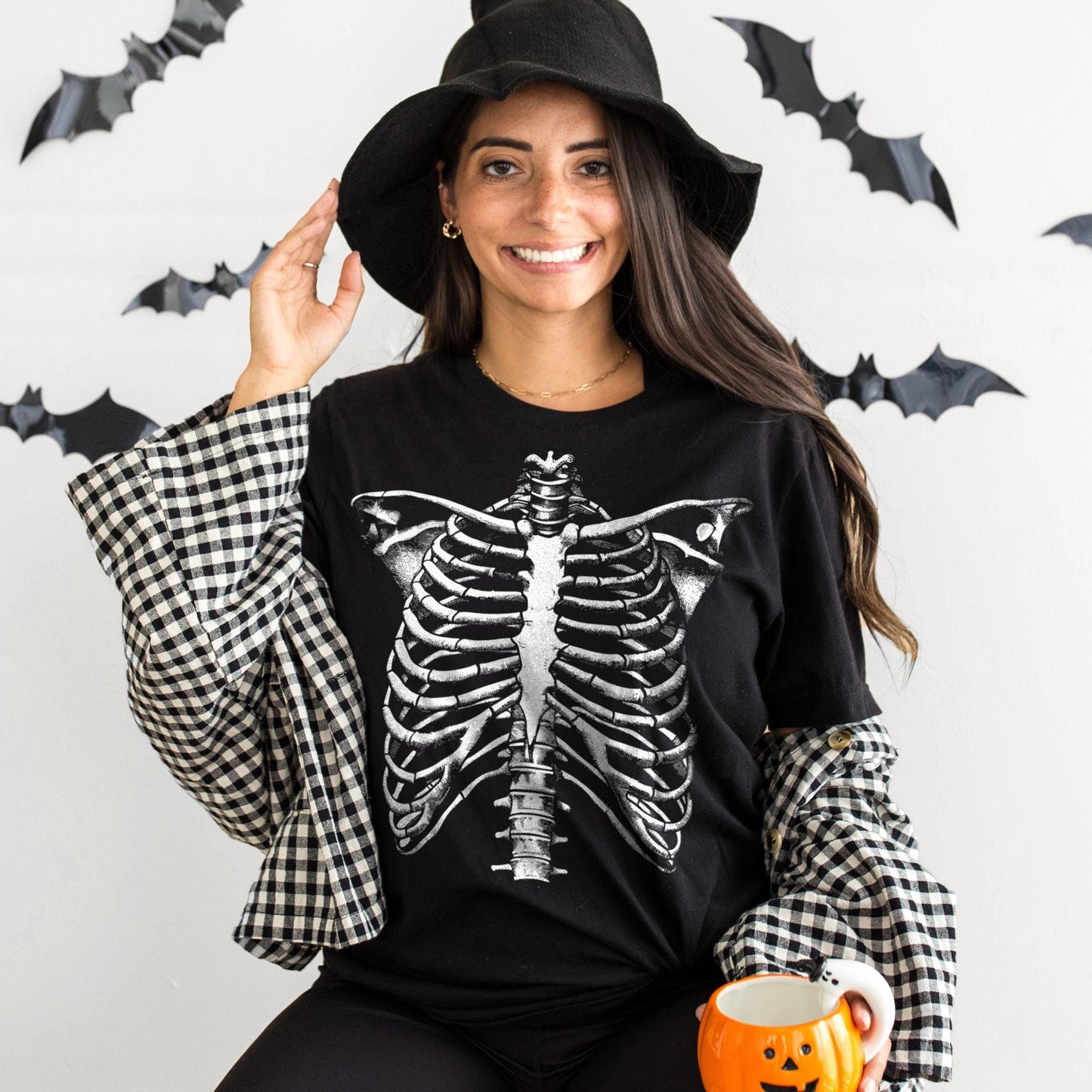 Skeleton Rib Cage T-Shirt | Realistic Bone Shirt - Halloween Costume Tee
