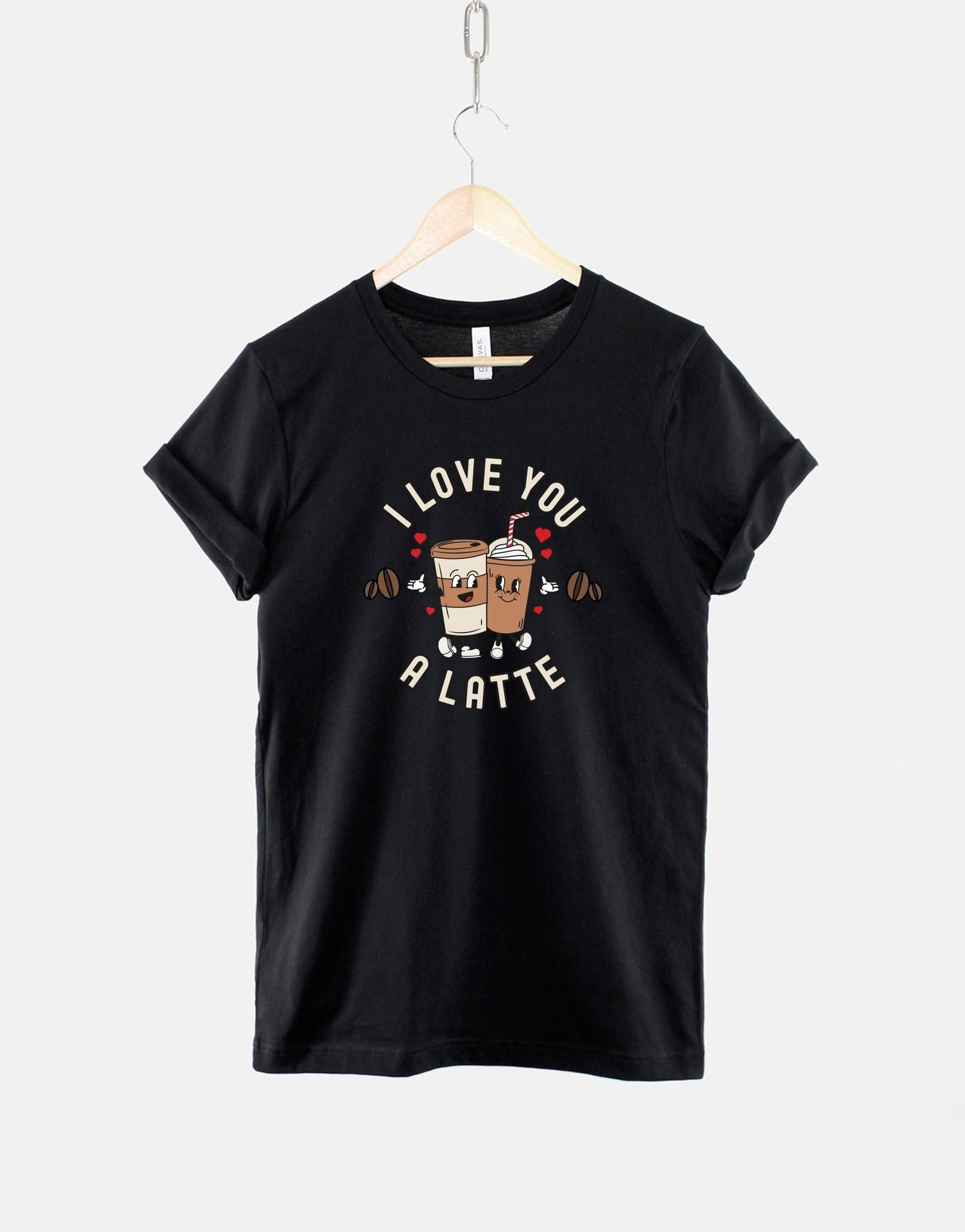 I Love You A Latte T-Shirt - Retro Coffee Lover Shirt With Groovy Font Tee