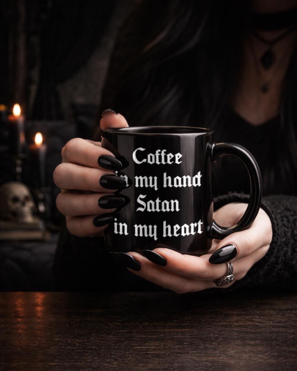 Goth Coffee Mug – Black Gothic Mug With Dark Humor – Alternative Gift For Goths