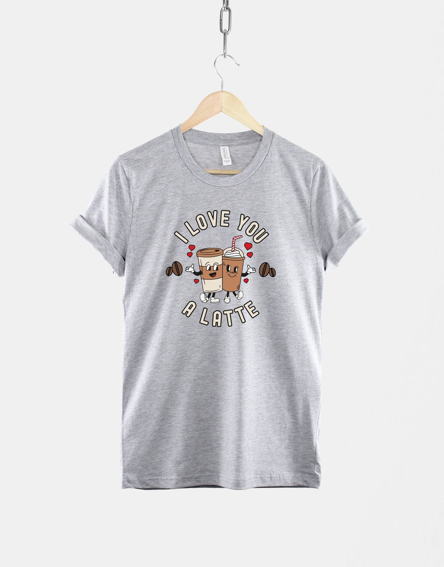 I Love You A Latte T-Shirt - Retro Coffee Lover Shirt With Groovy Font Tee
