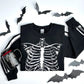 Skeleton Costume Sweatshirt – Realistic Rib Cage Sweater With Bone Sleeve Print