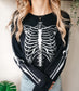 Skeleton Costume Sweatshirt – Realistic Rib Cage Sweater With Bone Sleeve Print