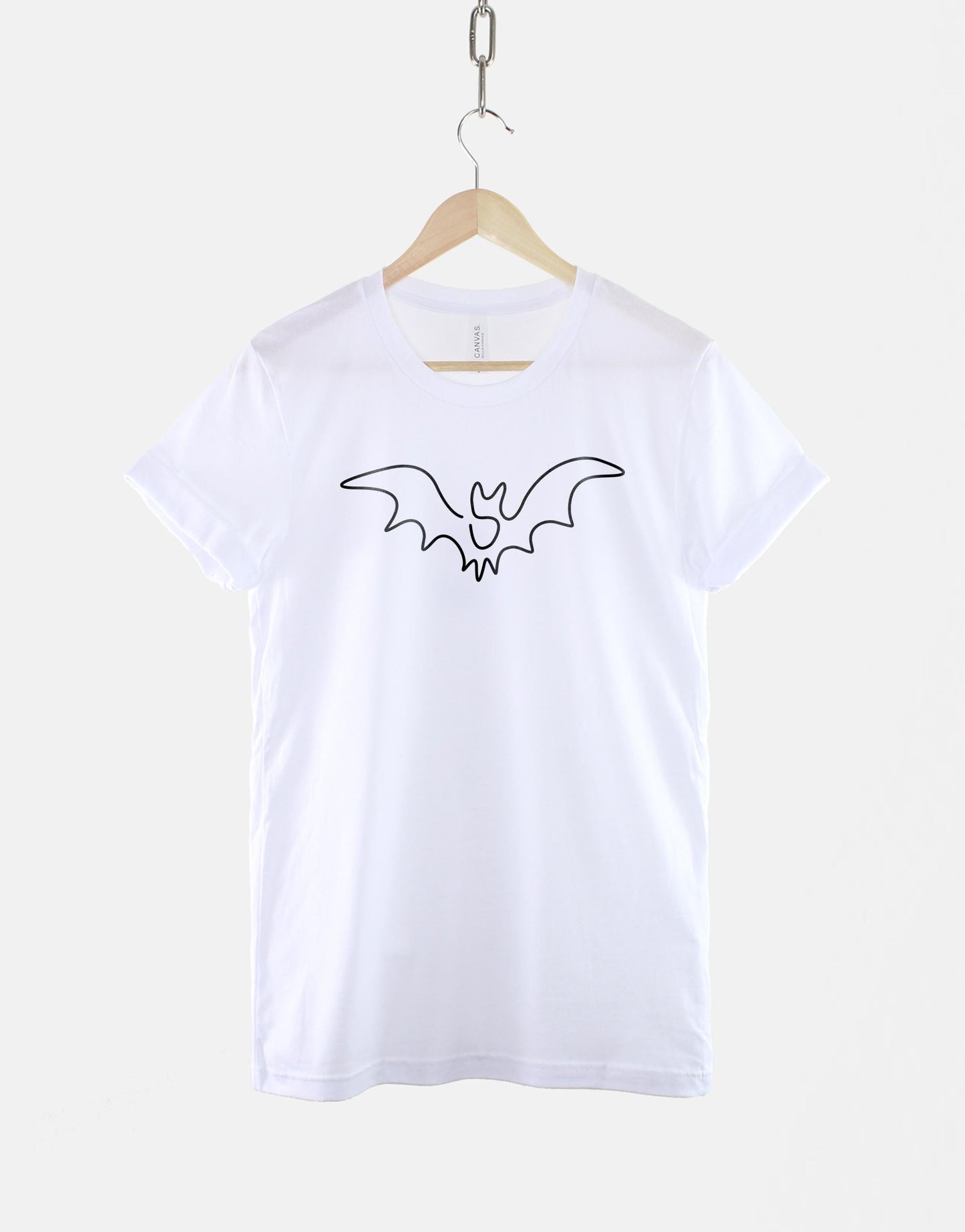 Minimalist Women's Bat T-Shirt for Halloween – Spooky Halloween Shirt - Cute Halloween Fashion Tee