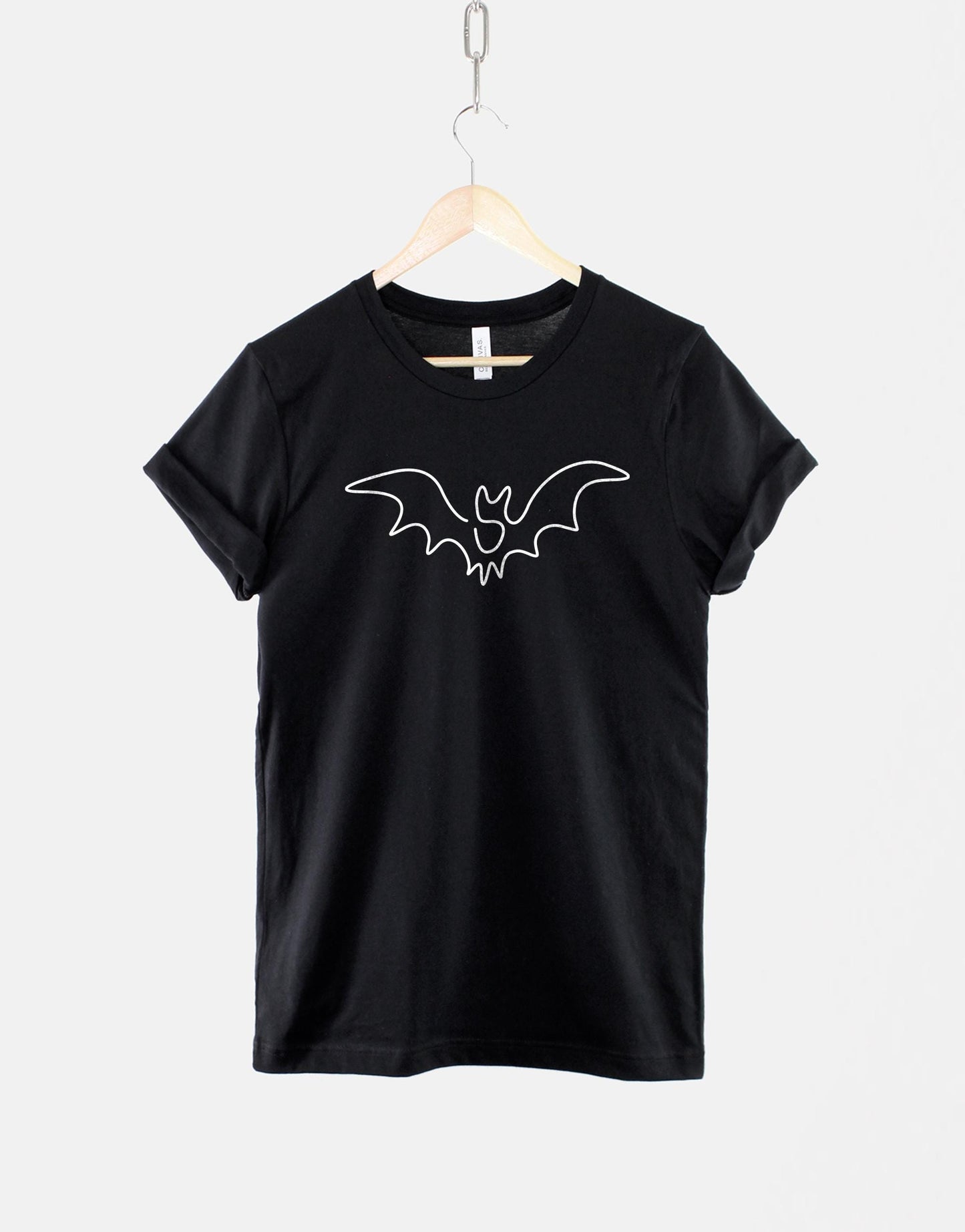 Minimalist Women's Bat T-Shirt for Halloween – Spooky Halloween Shirt - Cute Halloween Fashion Tee