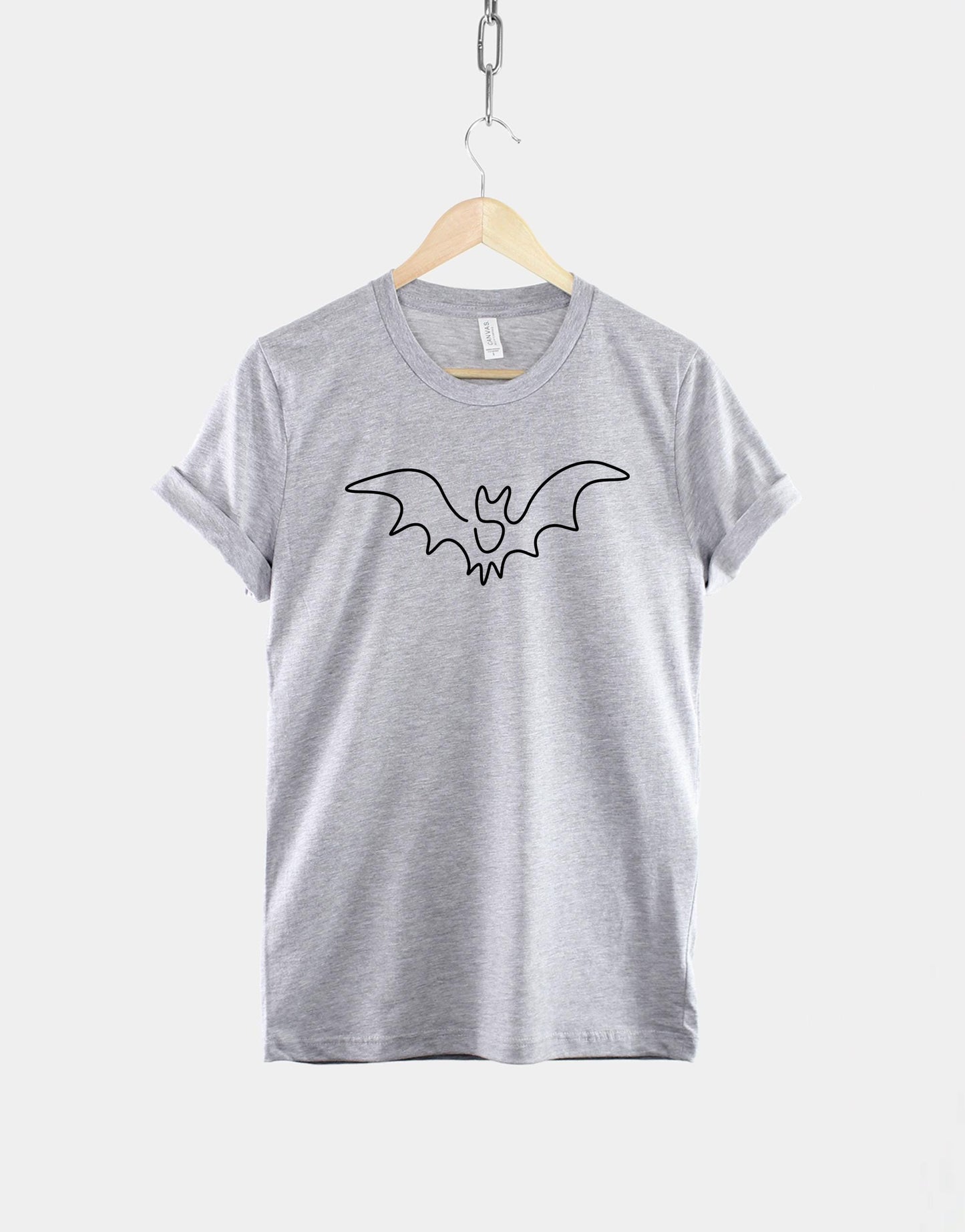 Minimalist Women's Bat T-Shirt for Halloween – Spooky Halloween Shirt - Cute Halloween Fashion Tee