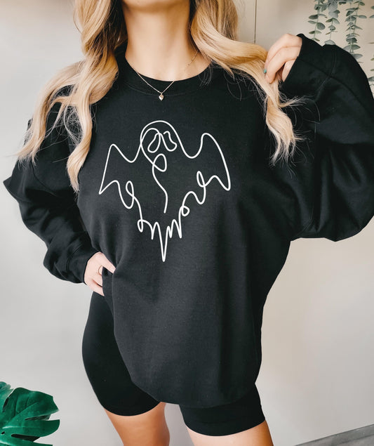 Halloween Ghost Sweatshirt - Womens Halloween Sweatshirt - Cozy & Cute Fall Top