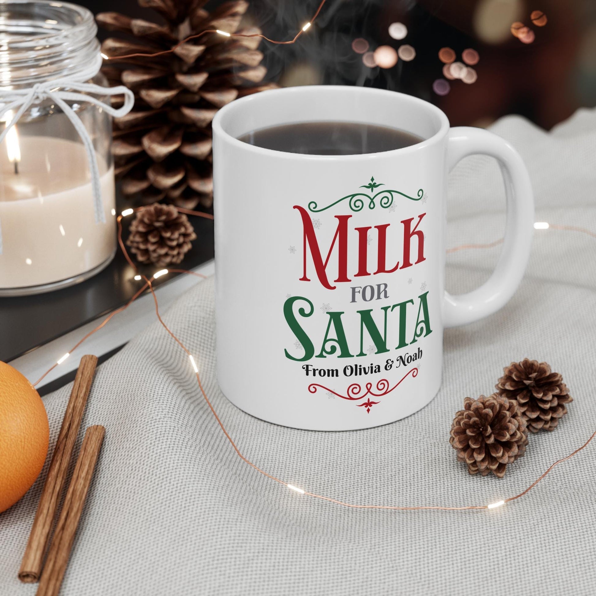 Personalised Milk For Santa Mug Milk Cookies For Santa Christmas Eve Mug For Kids
