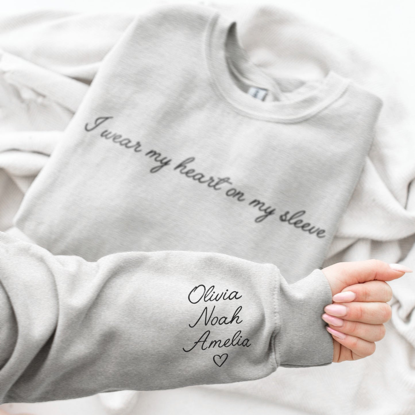 Personalised Couples Sweatshirt - Name On Sleeve Sweater - Engagement Gift for Couples - His And Hers Sweatshirt For Couples