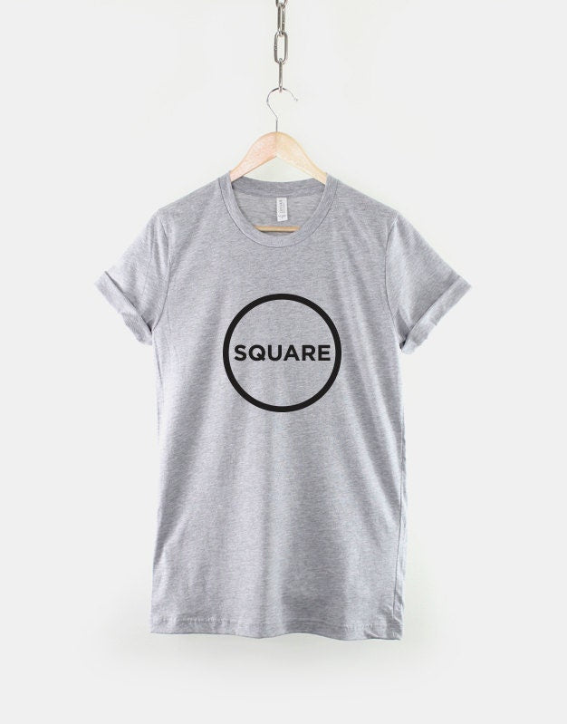 Mens Minimal T-Shirt - Square Circle T-Shirt - Square Print T-Shirt - Circle Print Shirt