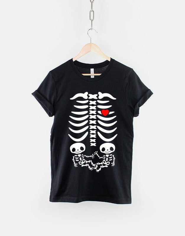 Halloween Pregnancy Announcement Pregnant Skeleton Shirt - Halloween Maternity Shirt