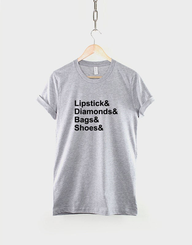 Lipstick Diamonds Bags Shoes T-Shirt - Glamour Girls Model Blog Blogger T Shirt Fashion Hipster Streetwear TShirt